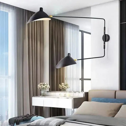 Minimalist black wall lamp living room adjustable two arm light