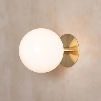 Minimalist black wall lamp with white glass globe bedroom lighting fixture