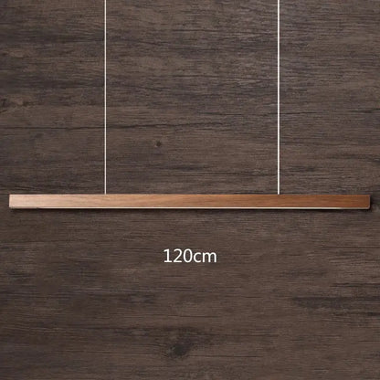 Minimalist black walnut log strip pendant light for dining room