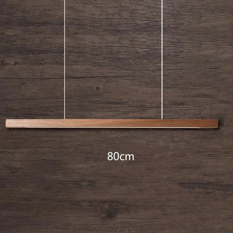 Minimalist black walnut log strip pendant light for dining room