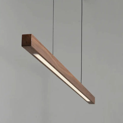 Minimalist black walnut log strip pendant light for dining room