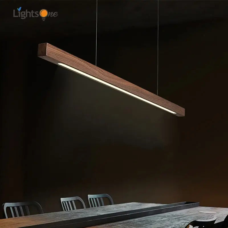 Minimalist black walnut log strip pendant light for dining room