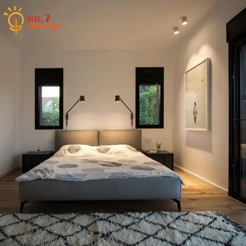 Minimalist black walnut swing arm wall lamp for bedroom decor