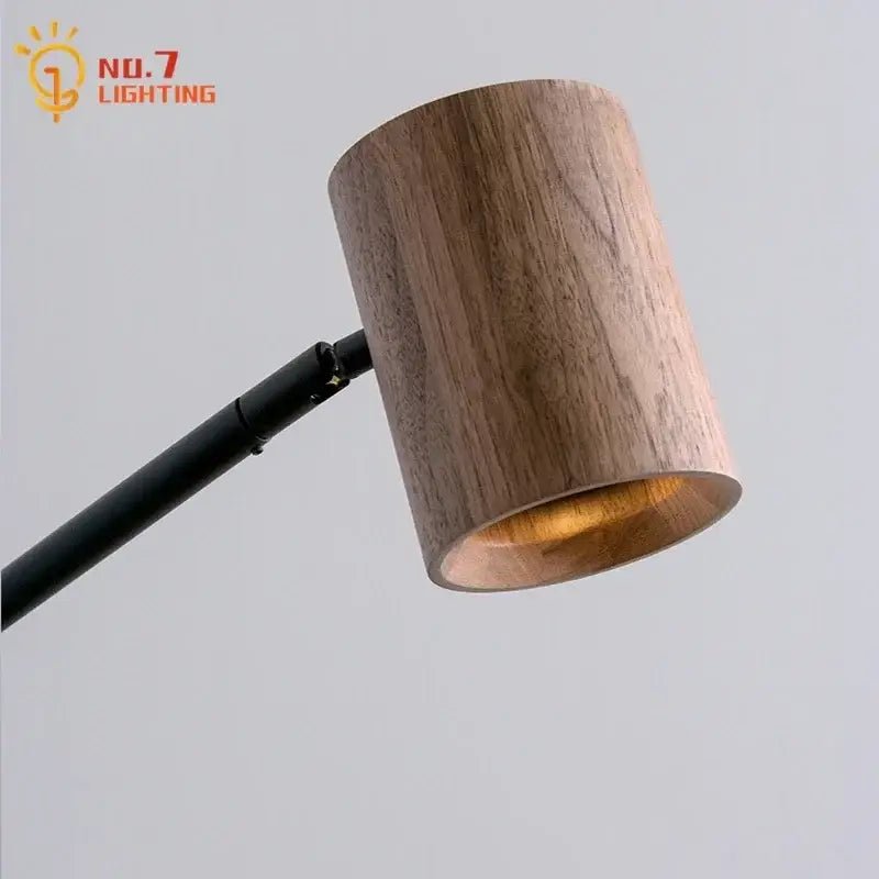 Minimalist black walnut swing arm wall lamp for bedroom decor
