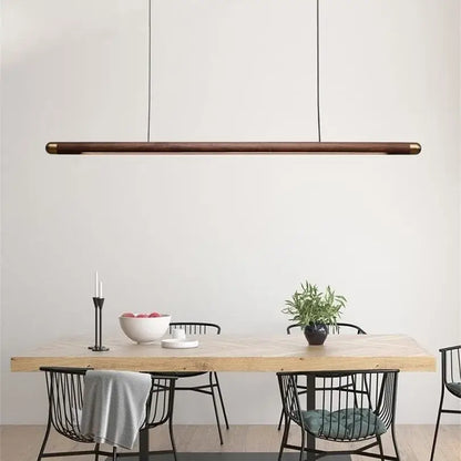 Minimalist black walnut wood pendant light for dining room