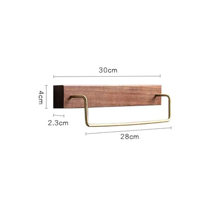 Minimalist black walnut wood towel rack 2 pack bathroom brass accents