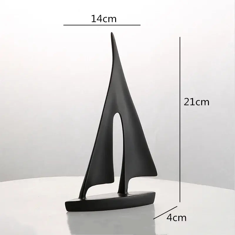 Minimalist black & white abstract resin sailboat living room decor