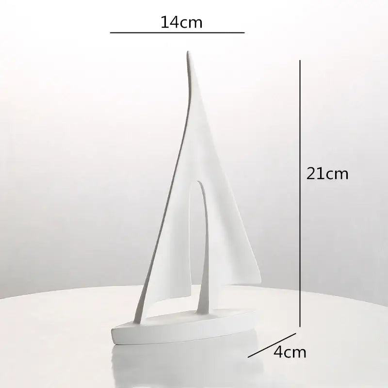 Minimalist black & white abstract resin sailboat living room decor
