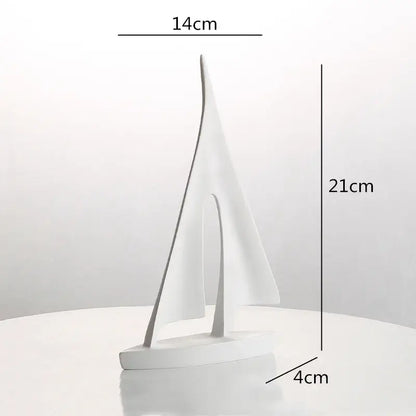 Minimalist black & white abstract resin sailboat living room decor