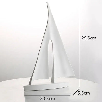 Minimalist black & white abstract resin sailboat living room decor