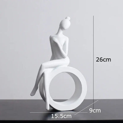 Minimalist black & white abstract resin sculpture living room decor
