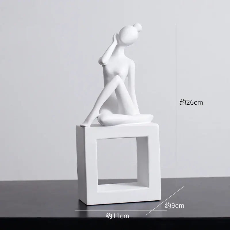 Minimalist black & white abstract resin sculpture living room decor