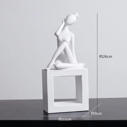 Minimalist black & white abstract resin sculpture living room decor