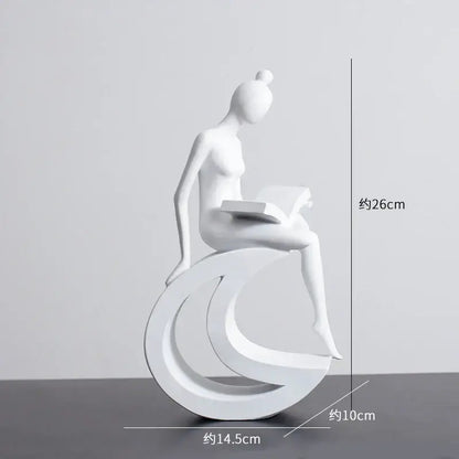 Minimalist black & white abstract resin sculpture living room decor