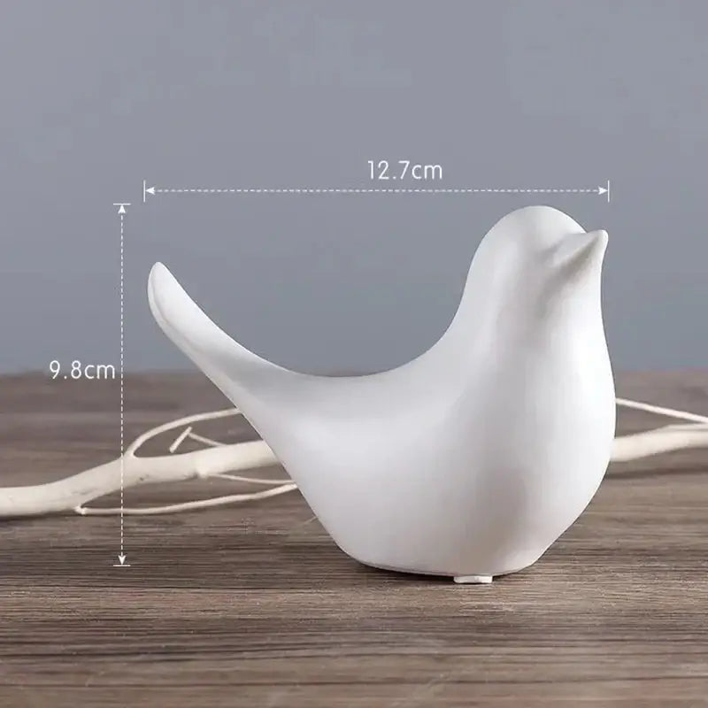 Minimalist black & white ceramic bird figurine set living room decor