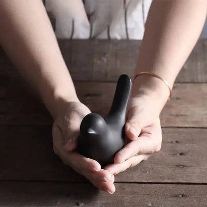 Minimalist black & white ceramic bird figurine set living room decor