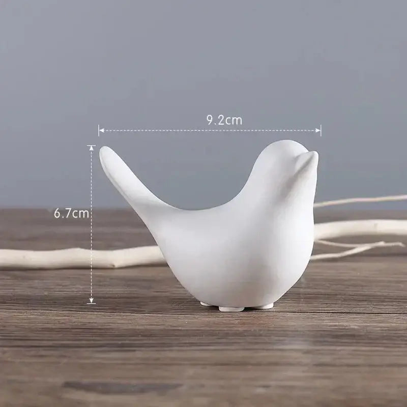 Minimalist black & white ceramic bird figurine set living room decor