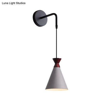 Minimalist black & white conical wall light – bedroom iron wall sconce