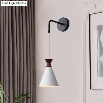 Minimalist black & white conical wall light – bedroom iron wall sconce