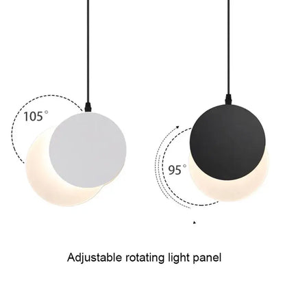 Minimalist black & white crescent moon pendant chandelier bedroom light