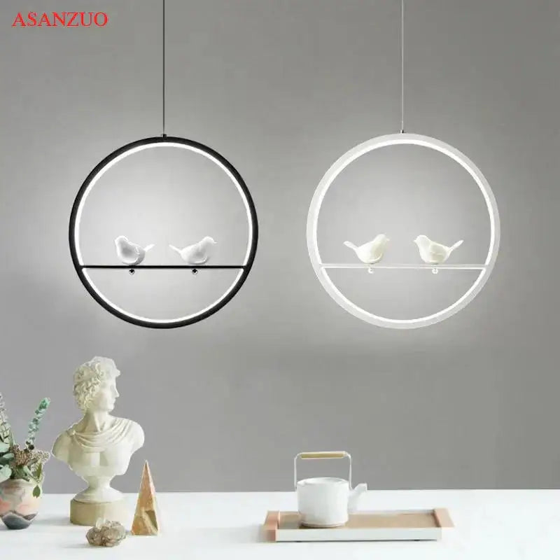 Minimalist black & white decorbites bird chandelier dining room light