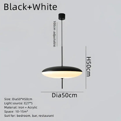 Minimalist black & white designer pendant light for dining room