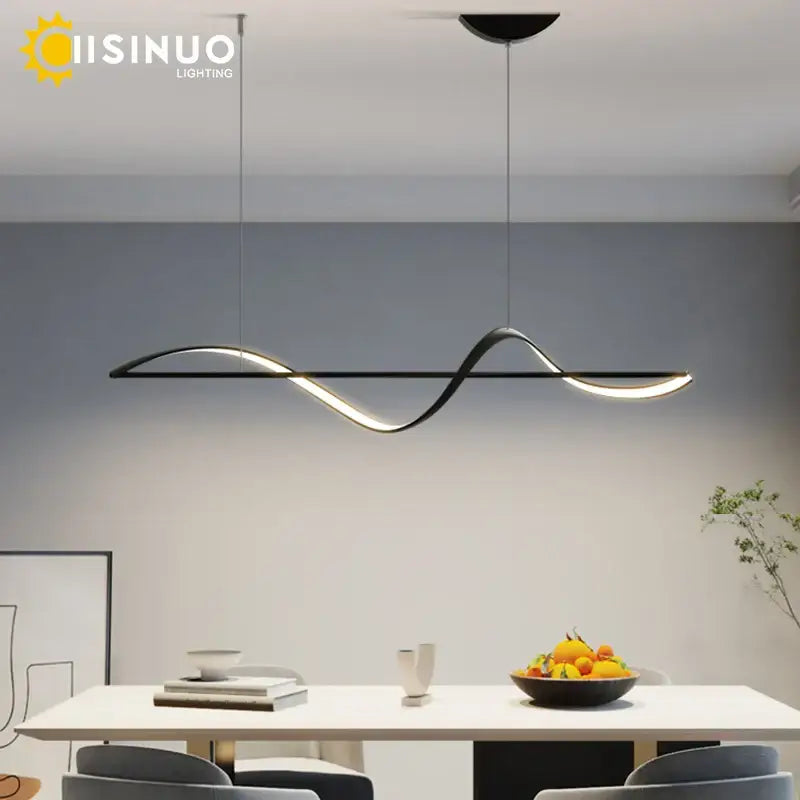 Minimalist black & white dimmable led linear chandelier dining room