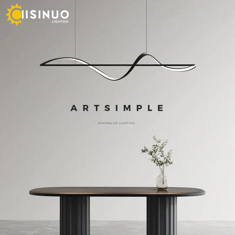 Minimalist black & white dimmable led linear chandelier dining room