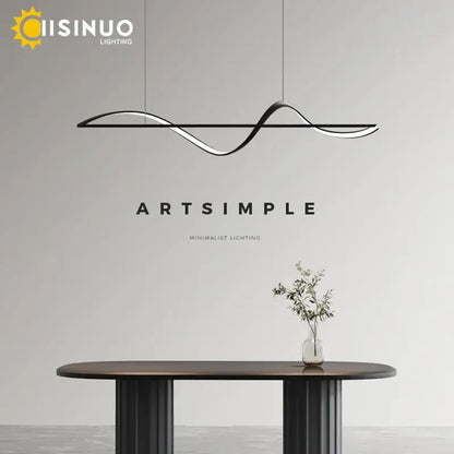 Minimalist black & white dimmable led linear chandelier dining room