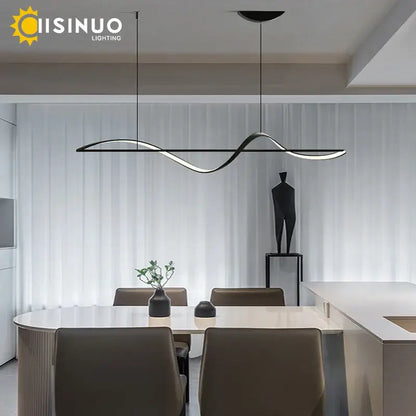 Minimalist black & white dimmable led linear chandelier dining room