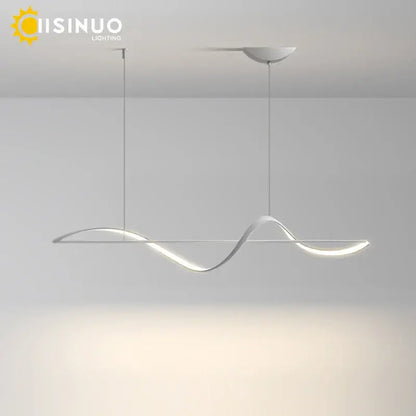 Minimalist black & white dimmable led linear chandelier dining room