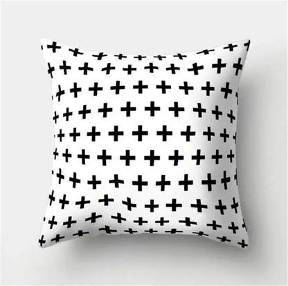 Minimalist black & white flocking pillowcase living room cushion cover