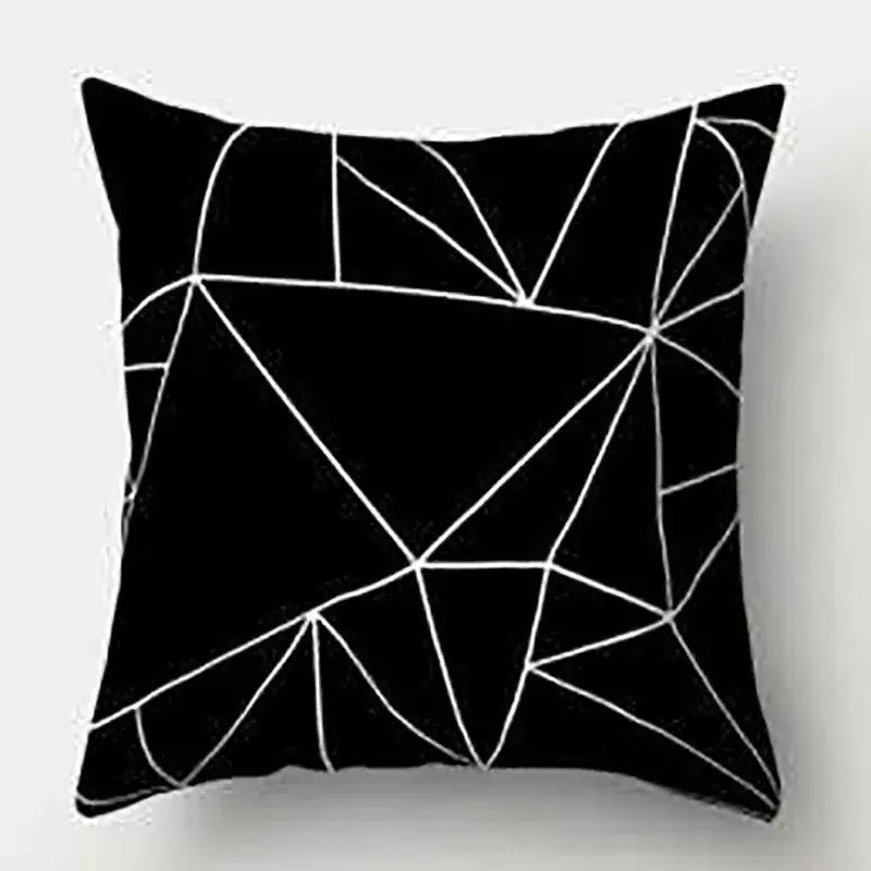 Minimalist black & white flocking pillowcase living room cushion cover