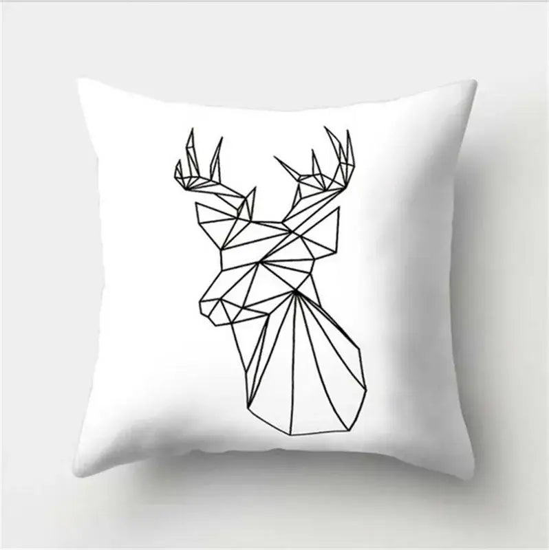 Minimalist black & white flocking pillowcase living room cushion cover