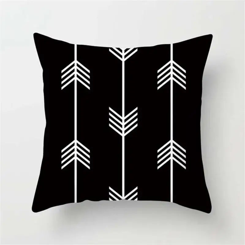 Minimalist black & white flocking pillowcase living room cushion cover