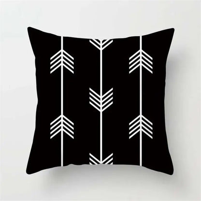 Minimalist black & white flocking pillowcase living room cushion cover