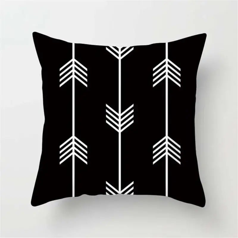Minimalist black & white flocking pillowcase living room cushion cover