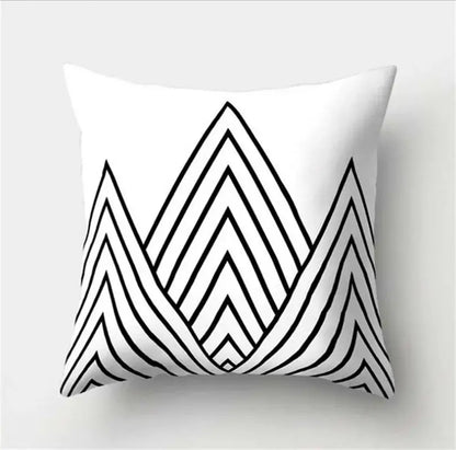 Minimalist black & white flocking pillowcase living room cushion cover