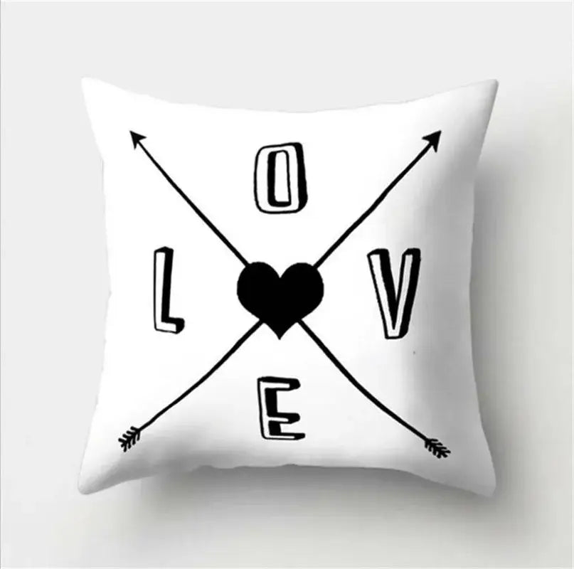 Minimalist black & white flocking pillowcase living room cushion cover