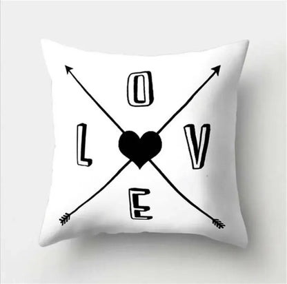 Minimalist black & white flocking pillowcase living room cushion cover