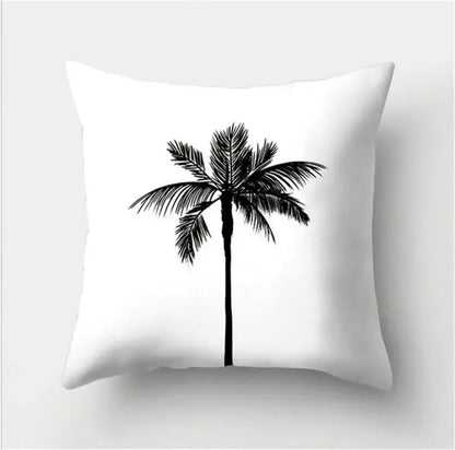 Minimalist black & white flocking pillowcase living room cushion cover