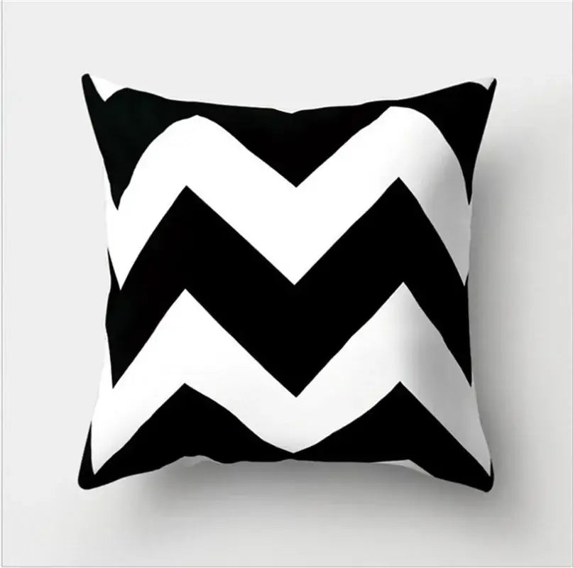 Minimalist black & white flocking pillowcase living room cushion cover