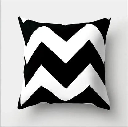 Minimalist black & white flocking pillowcase living room cushion cover