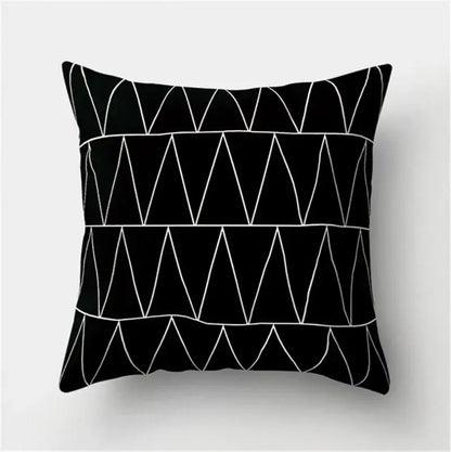 Minimalist black & white flocking pillowcase living room cushion cover