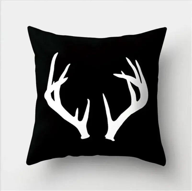Minimalist black & white flocking pillowcase living room cushion cover