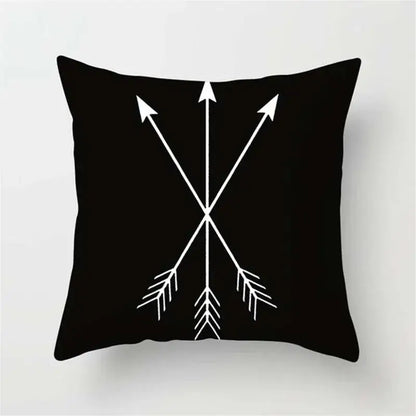 Minimalist black & white flocking pillowcase living room cushion cover