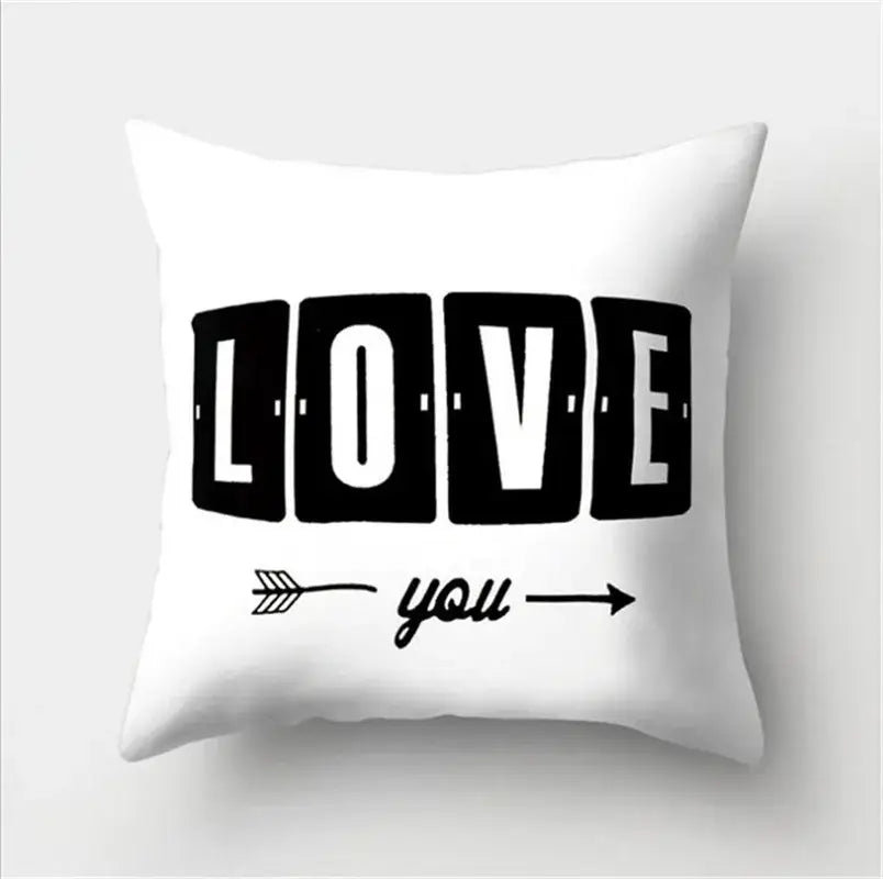 Minimalist black & white flocking pillowcase living room cushion cover