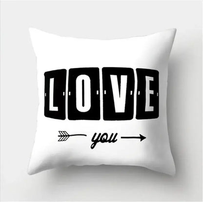 Minimalist black & white flocking pillowcase living room cushion cover