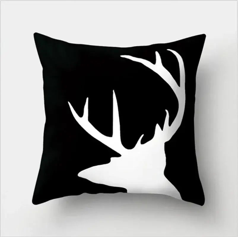 Minimalist black & white flocking pillowcase living room cushion cover