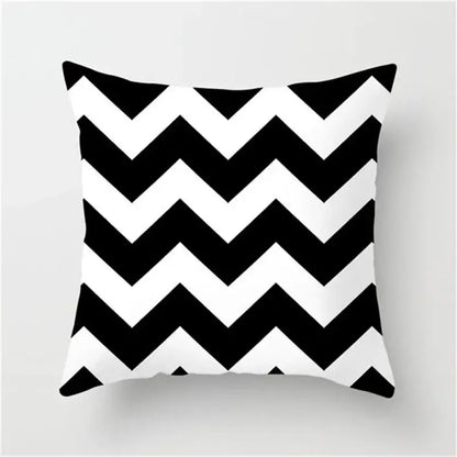 Minimalist black & white flocking pillowcase living room cushion cover